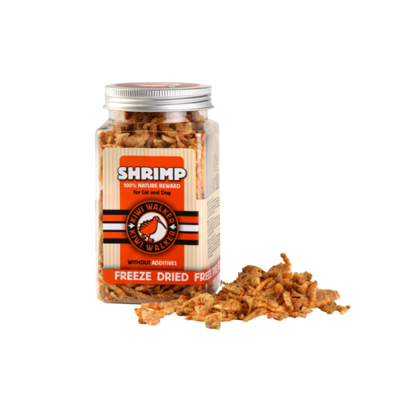 Friandises pour chien à la crevette - Bocal carré 50gr lyophilisées