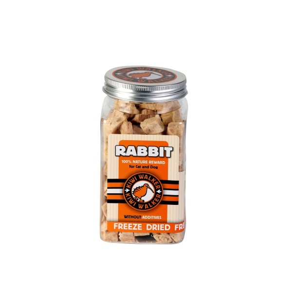 Friandises pour chien au lapin - Bocal carré 75gr lyophilisées