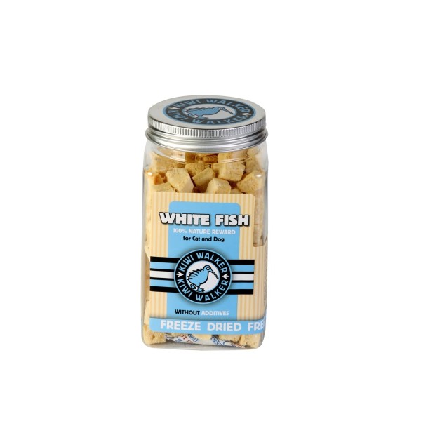 Friandises pour chien au poisson blanc - Bocal carré 60gr lyophilisées