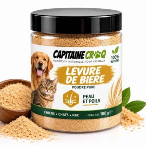 Pot de 100 g de levure de bière pure pour chien et chat Capitaine Croq