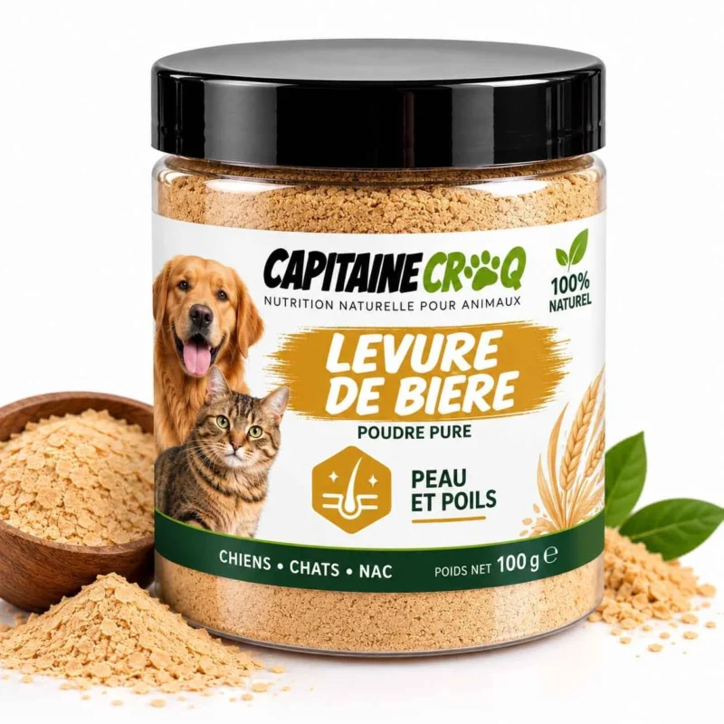 Levure de bière pour chien et chat Capitaine Croq Pot de 100 g de levure de bière pure pour chien et chat Capitaine Croq